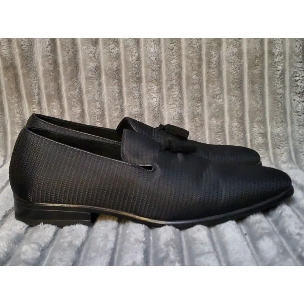 STACY ADAMS Men's Tazewell Loafer, Black, 9 Wide Leather Lining